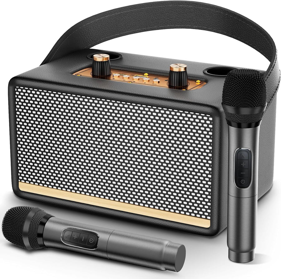 Portable 30W Bluetooth Karaoke Machine 2 Wireless Mics TF USB