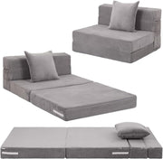 Folding Sofa Bed Chair Z Single 190x90cm Guest Mattress Lounger Grey