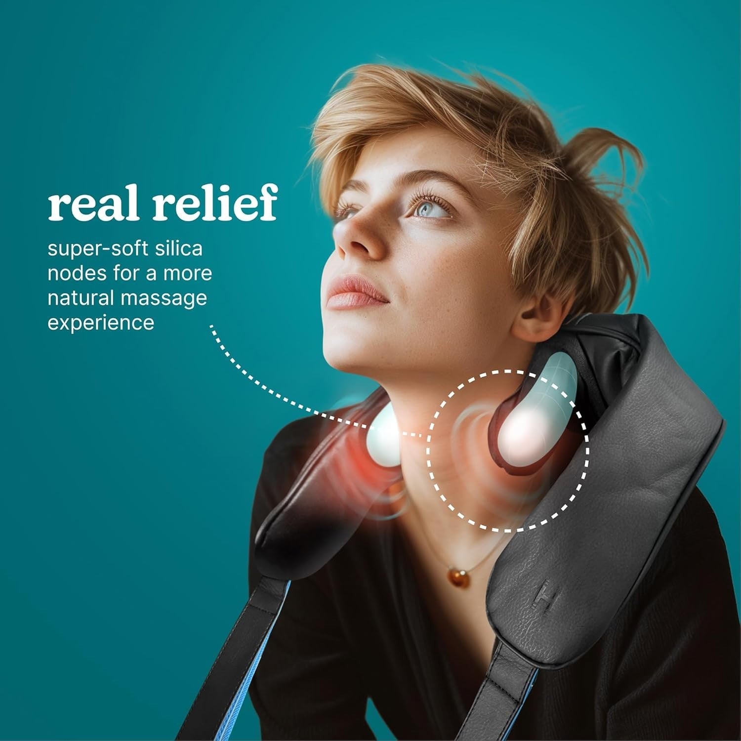 Cordless Neck Massager with Heat Deep Tissue 4 Nodes 2 Intensity Levels