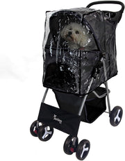 Pet Travel Stroller Dog Cat Pushchair Foldable Swivel Wheels 15kg Rain Cover