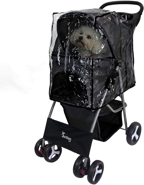Pet Travel Stroller Dog Cat Pushchair Foldable Swivel Wheels 15kg Rain Cover