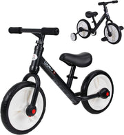Kids Balance Bike 2 In 1 Training Bicycle Stabilisers Black Age 2-5