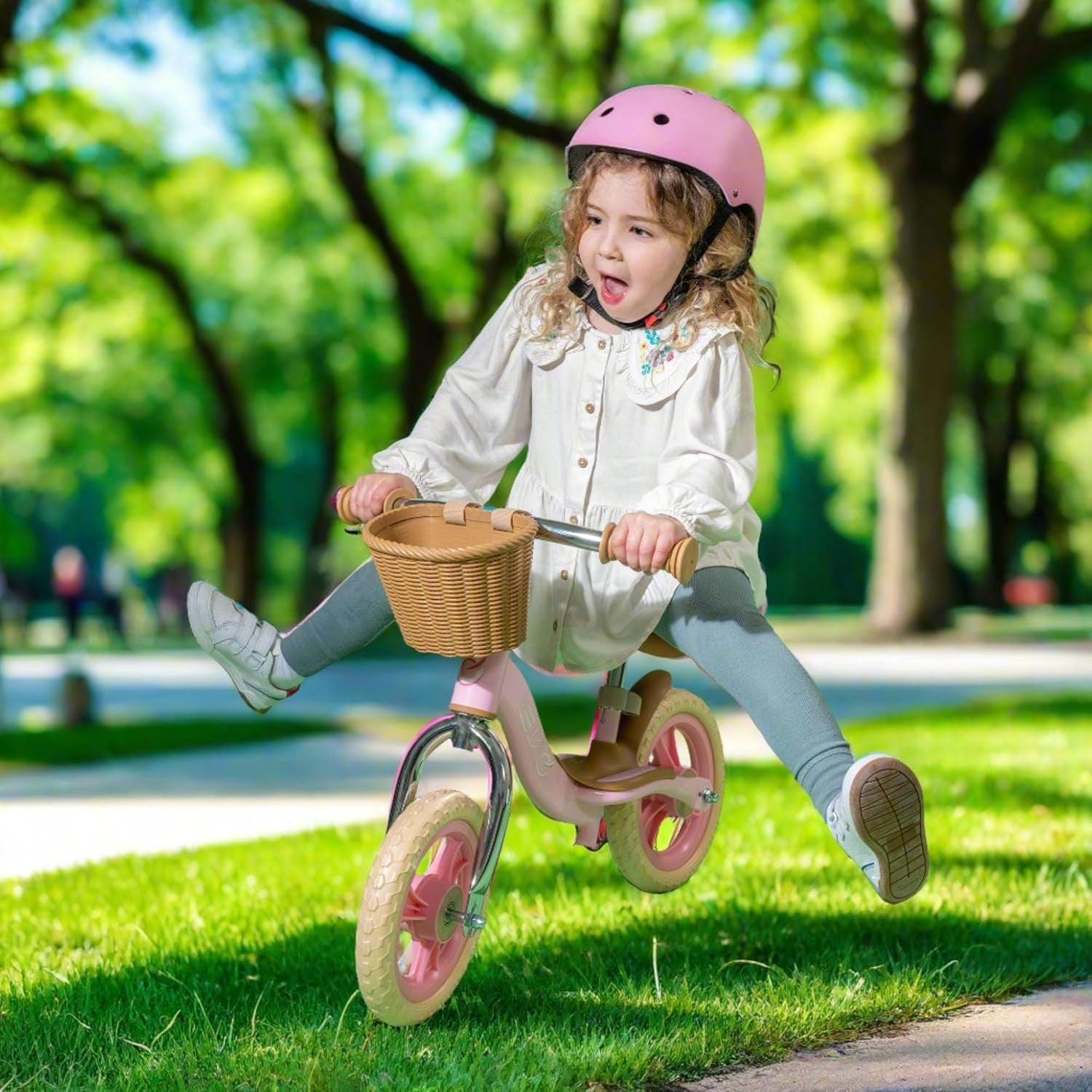Kids Balance Bike 10 Inch Training Bicycle Adjustable Seat Pink Toddler