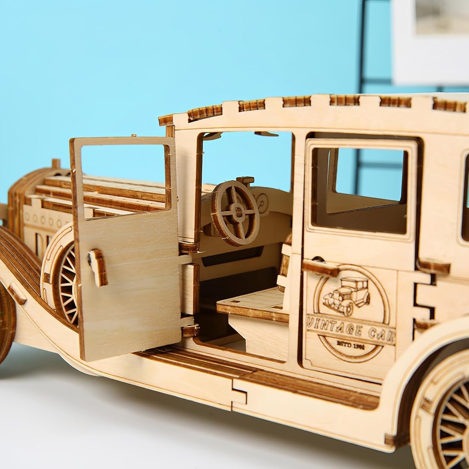 3D Wooden Vintage Car Puzzle DIY Model Kit – Build & Display, Gift Idea