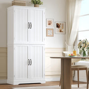 Tall Kitchen Pantry Cabinet 4-Door Storage Cupboard White