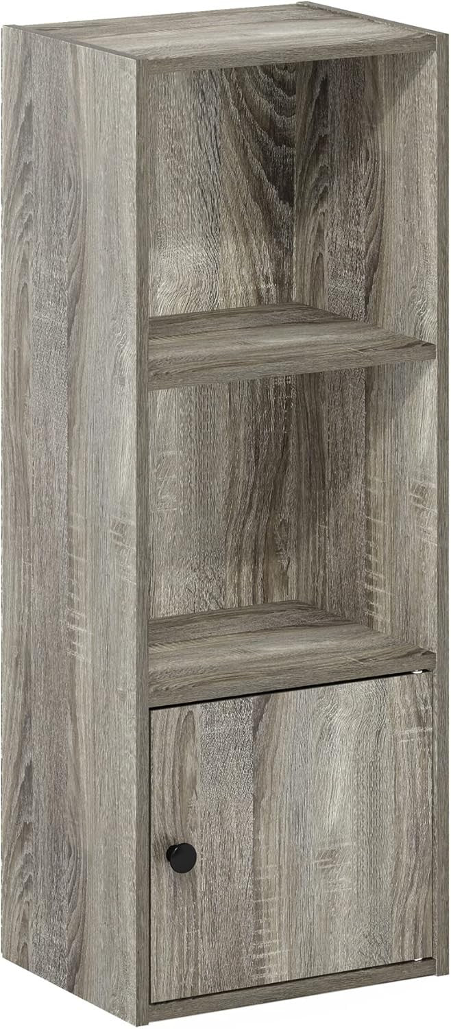 Modern 3-Tier Corner Shelf with 1 Door Cabinet – Durable Engineered Wood Storage