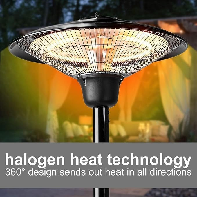 Outdoor Electric Patio Heater 1500W Freestanding Radiant Heat IP34 Safe