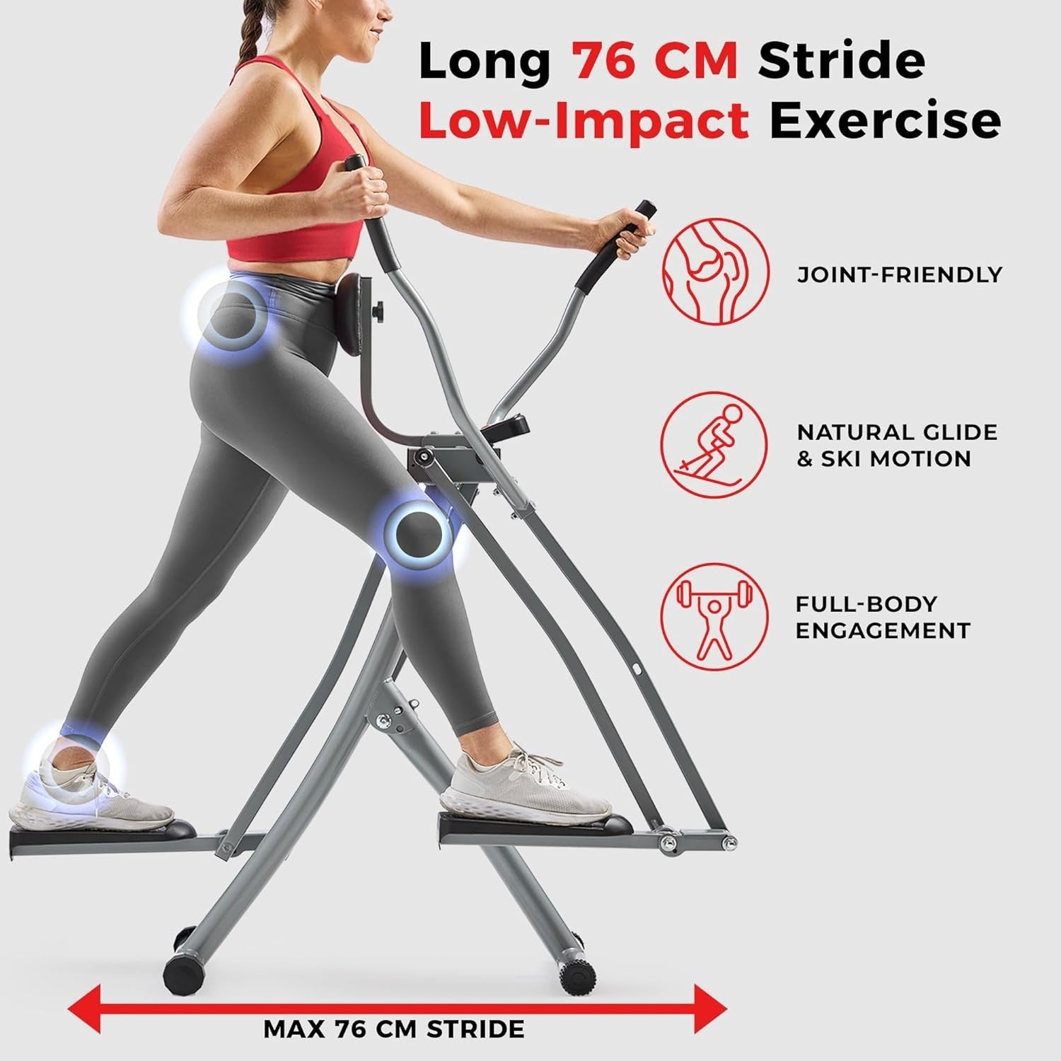 Compact 2-in-1 Upright Elliptical Cross Trainer Low-Impact Home Gym Machine