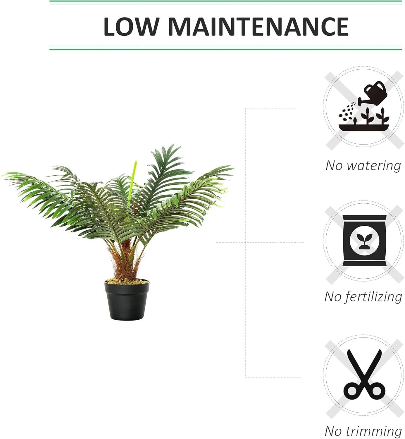 Artificial Palm Tree 60cm Faux Green Plant with Pot Tropical Home Garden Decor