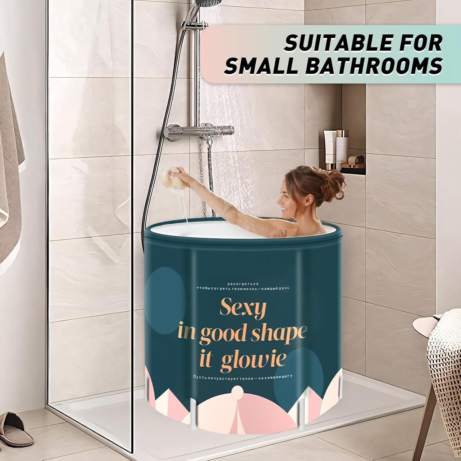 Portable Foldable Family Bathtub SPA Hot & Ice Bath Standing Tub Green 45