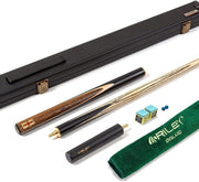 57" 3/4 Cut Snooker Cue Hand Spliced Ebony 9.5mm Tip Hard Case Set