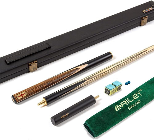 57" 3/4 Cut Snooker Cue Hand Spliced Ebony 9.5mm Tip Hard Case Set