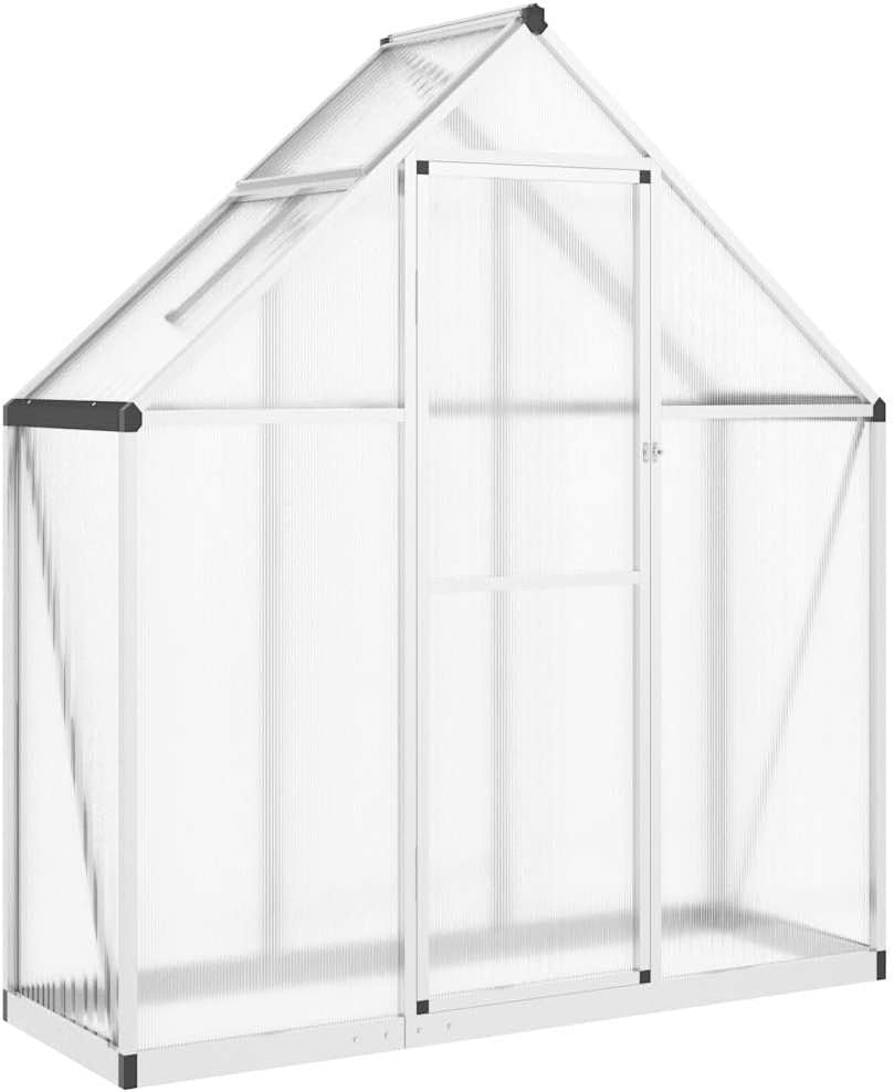 Compact Walk-In Greenhouse 169x58x195cm Silver Aluminium Frame UV Polycarbonate