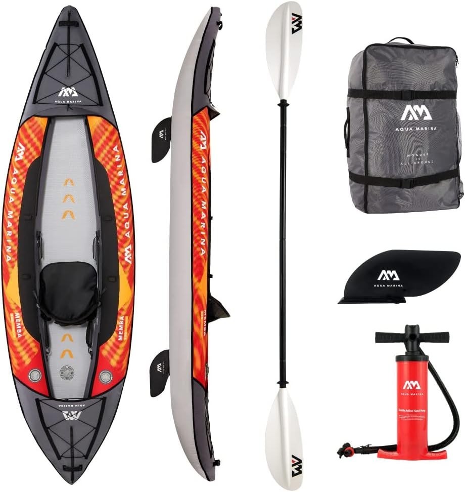 Inflatable Kayak w/ Drop Stitch Floor High Back Seat Orange