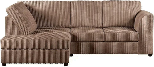 Coffee Jumbo Cord LHF Corner Sofa 4-Seater Memory Foam Space Saver