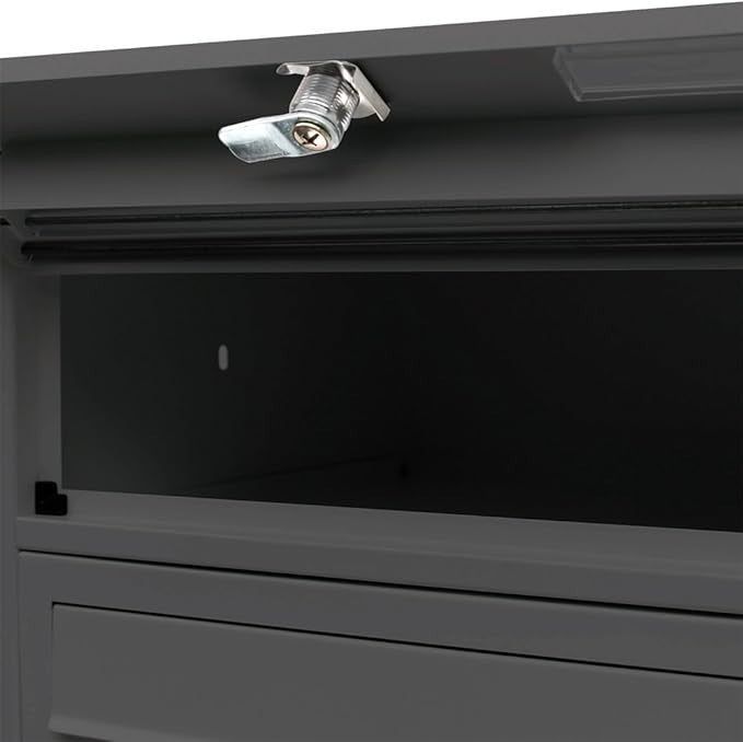 Freestanding Black Pillar Letterbox System 5 Doors Lockable Steel Post