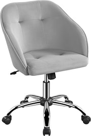 Ergonomic Velvet Office Chair Swivel Adjustable Height Armrest Light Gray