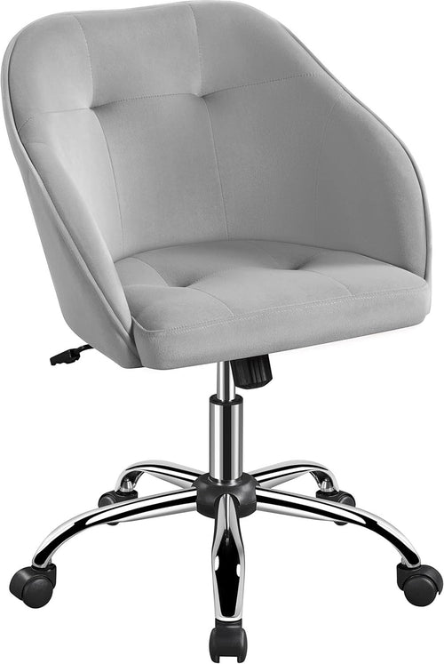 Ergonomic Velvet Office Chair Swivel Adjustable Height Armrest Light Gray