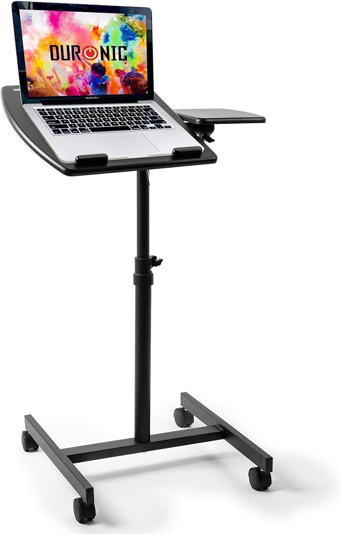 Adjustable Laptop Projector Stand Mobile Sit Stand Desk Rolling Floor Table