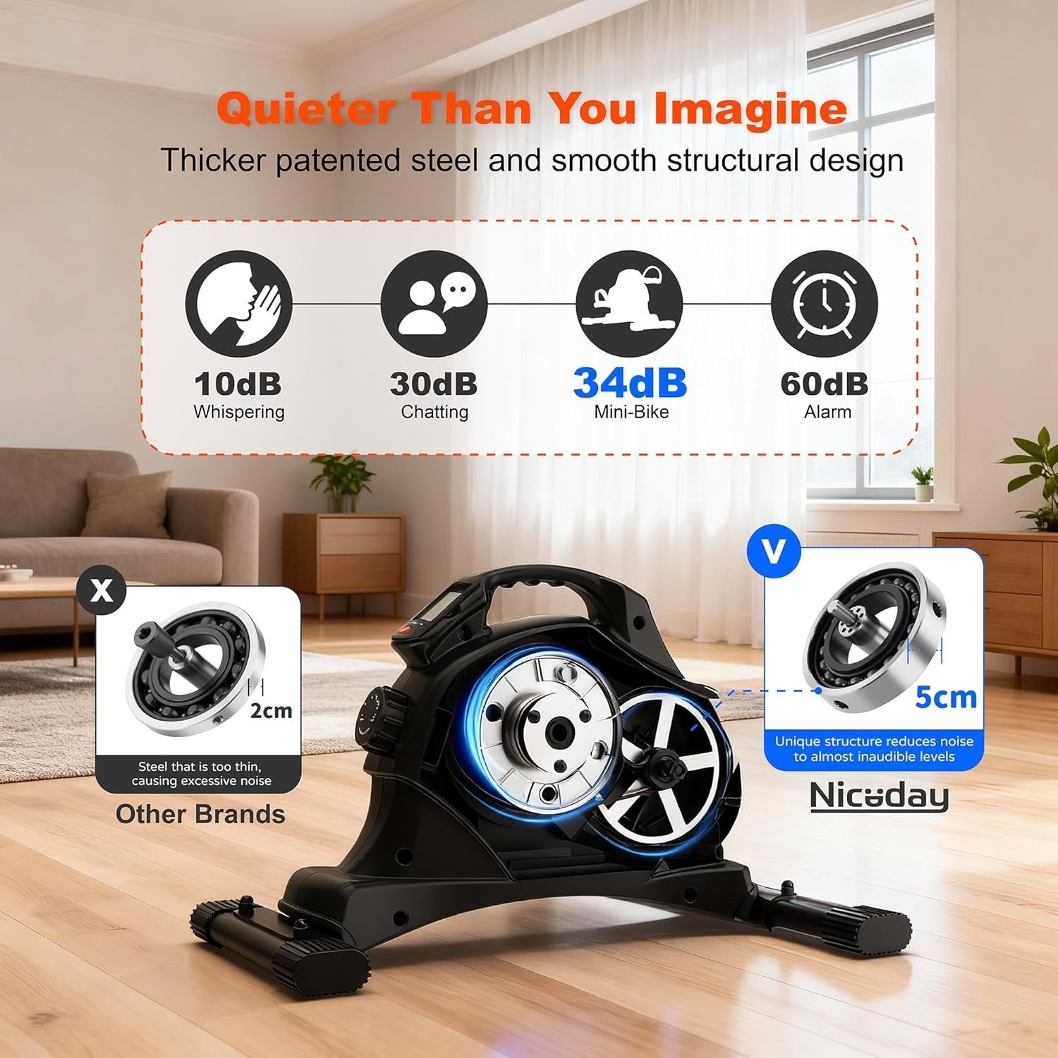 Under Desk Exercise Bike Pedal Exerciser 8 Level Magnetic Resistance