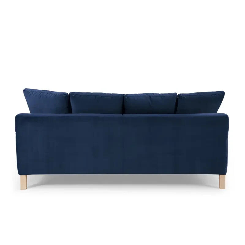Navy Blue 3 Seater Sofa Scatter Cushions Deep Seat Velvet Modern Lounge