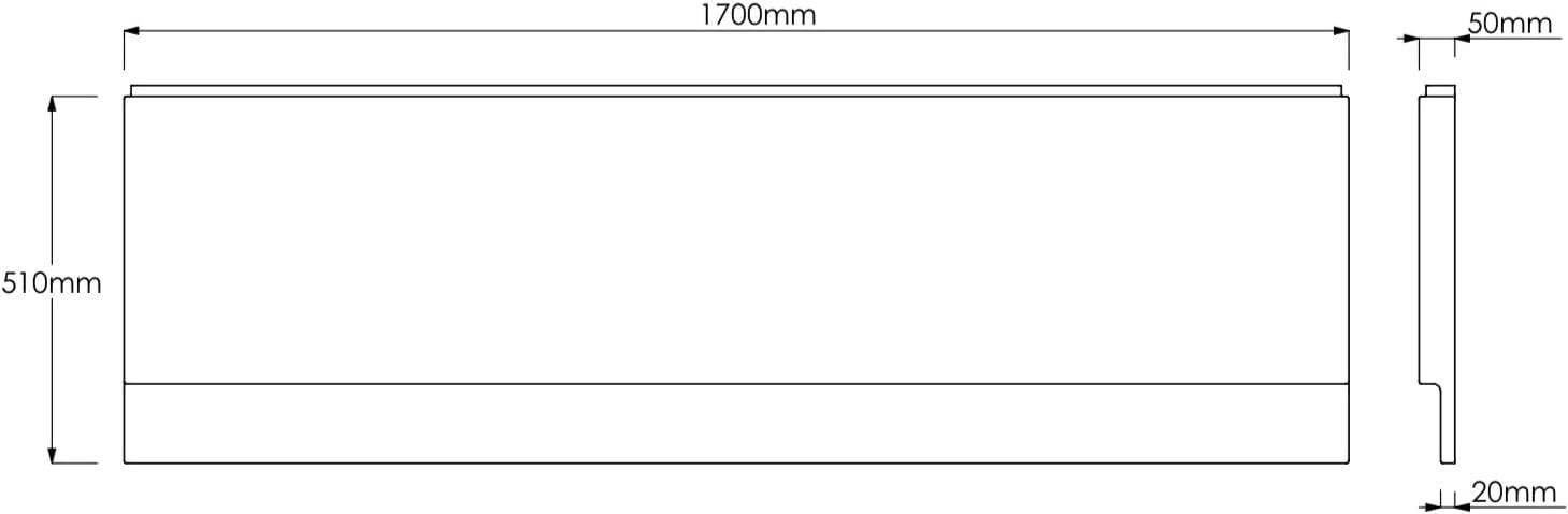 1700x700mm Double Ended Straight Bath with Panels – White Gloss Acrylic Tub