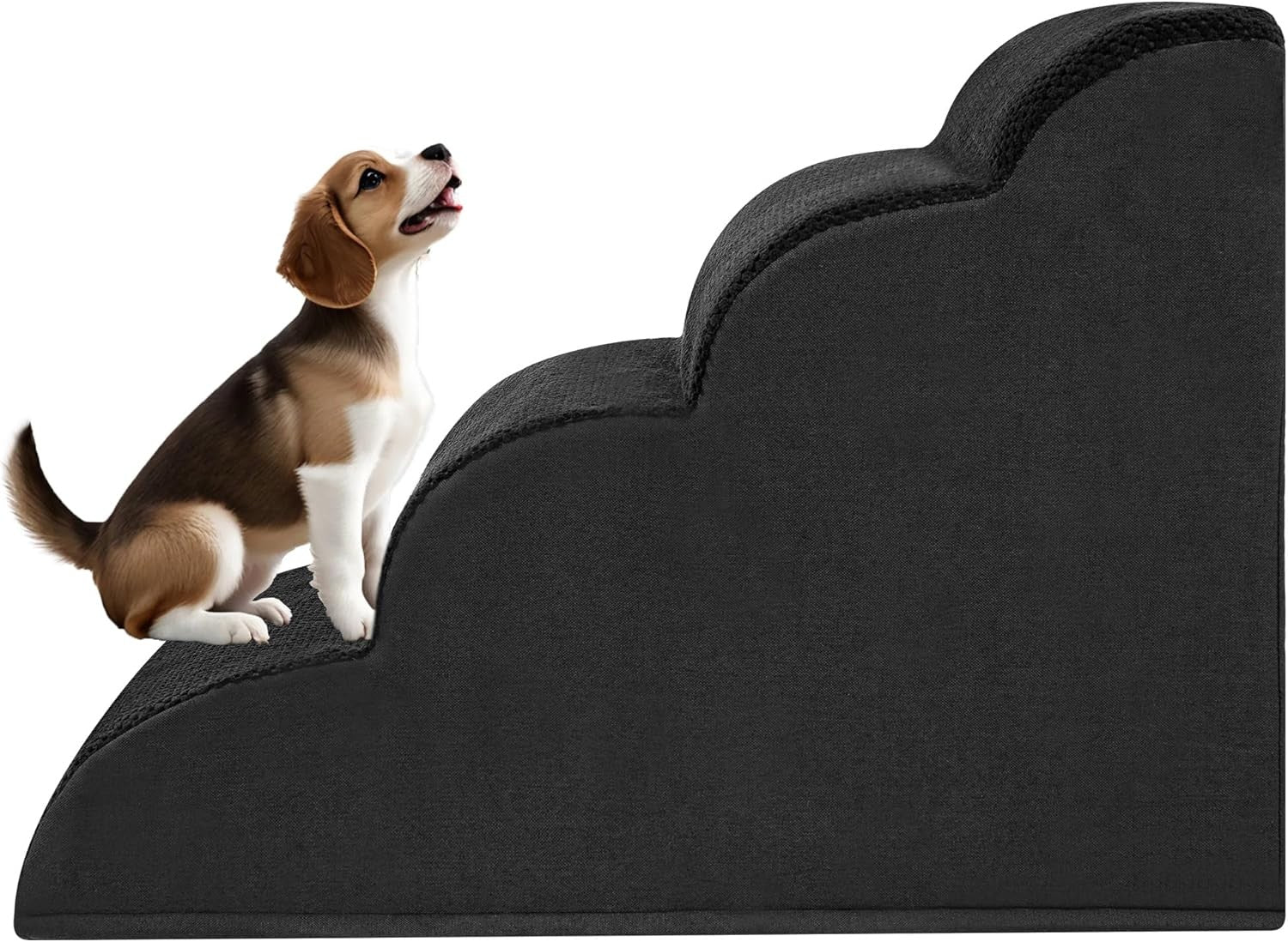 4 Step Dog Stairs Non Slip Pet Ramp for Bed Sofa Washable Black