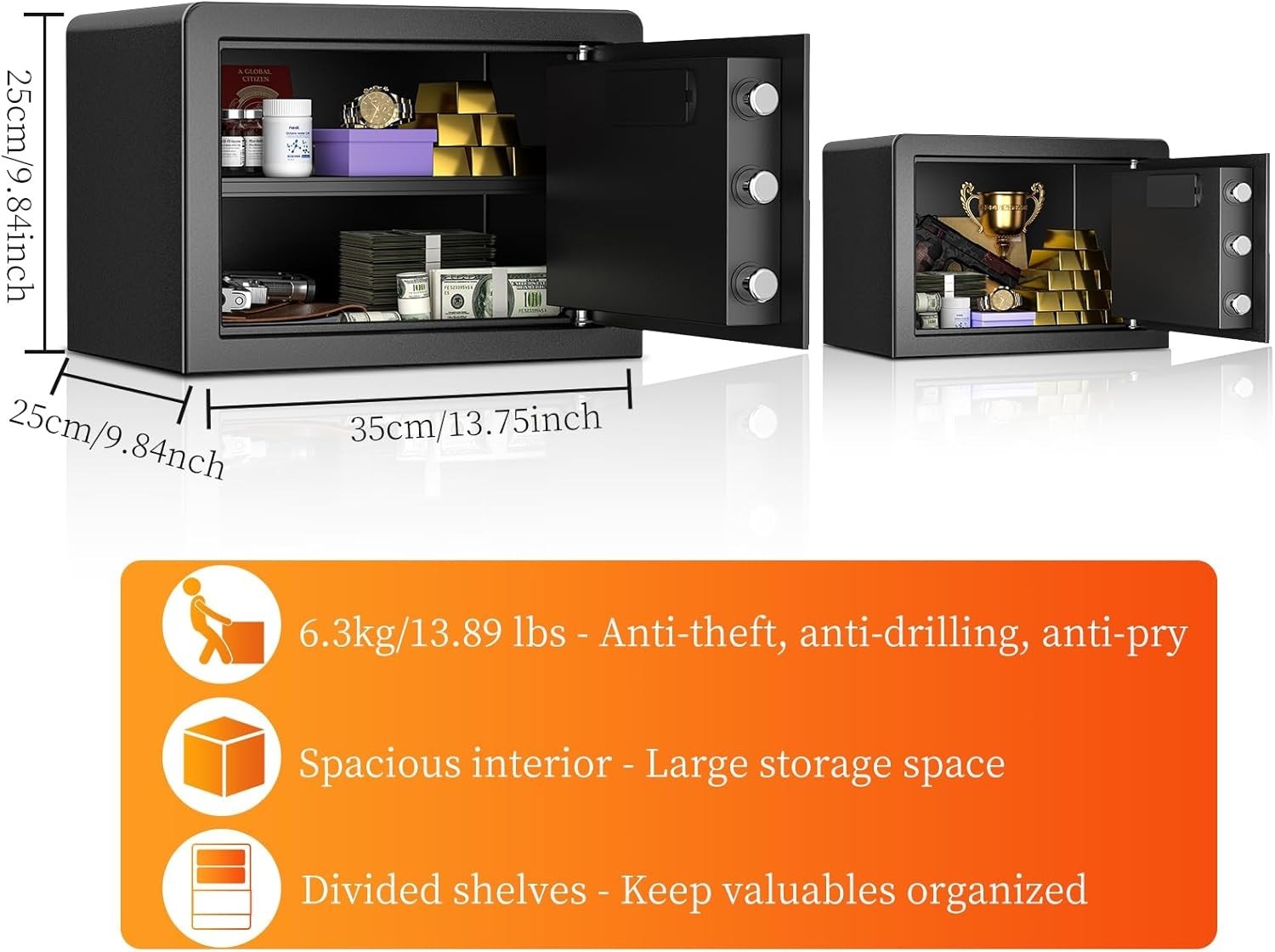 19L Digital Safe Box Electronic Keypad Security Safe Cash Jewelry