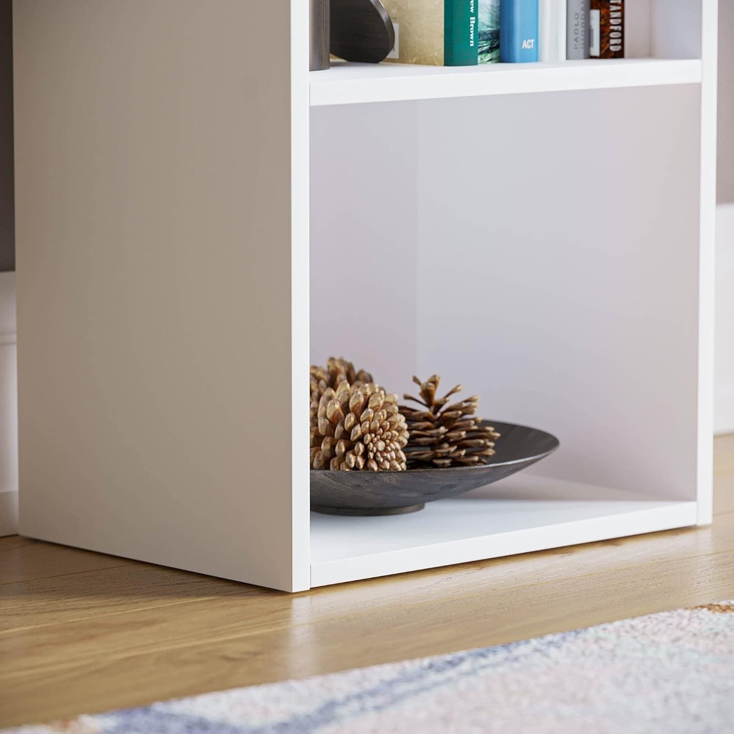 3 Tier White Wooden Cube Bookcase Small Storage Shelf for Living Room Office