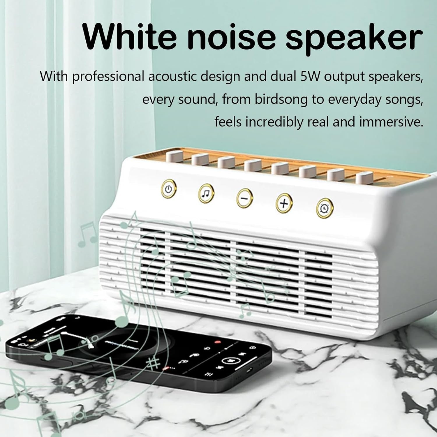 White Noise Machine for Sleep & Relaxation – 8 Nature Sounds, Night Light, Timer