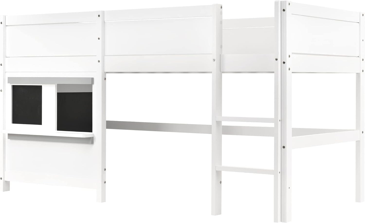Kids Bunk Bed with Safety Fence, Staircase & Chalkboard – Solid Pine 3FT