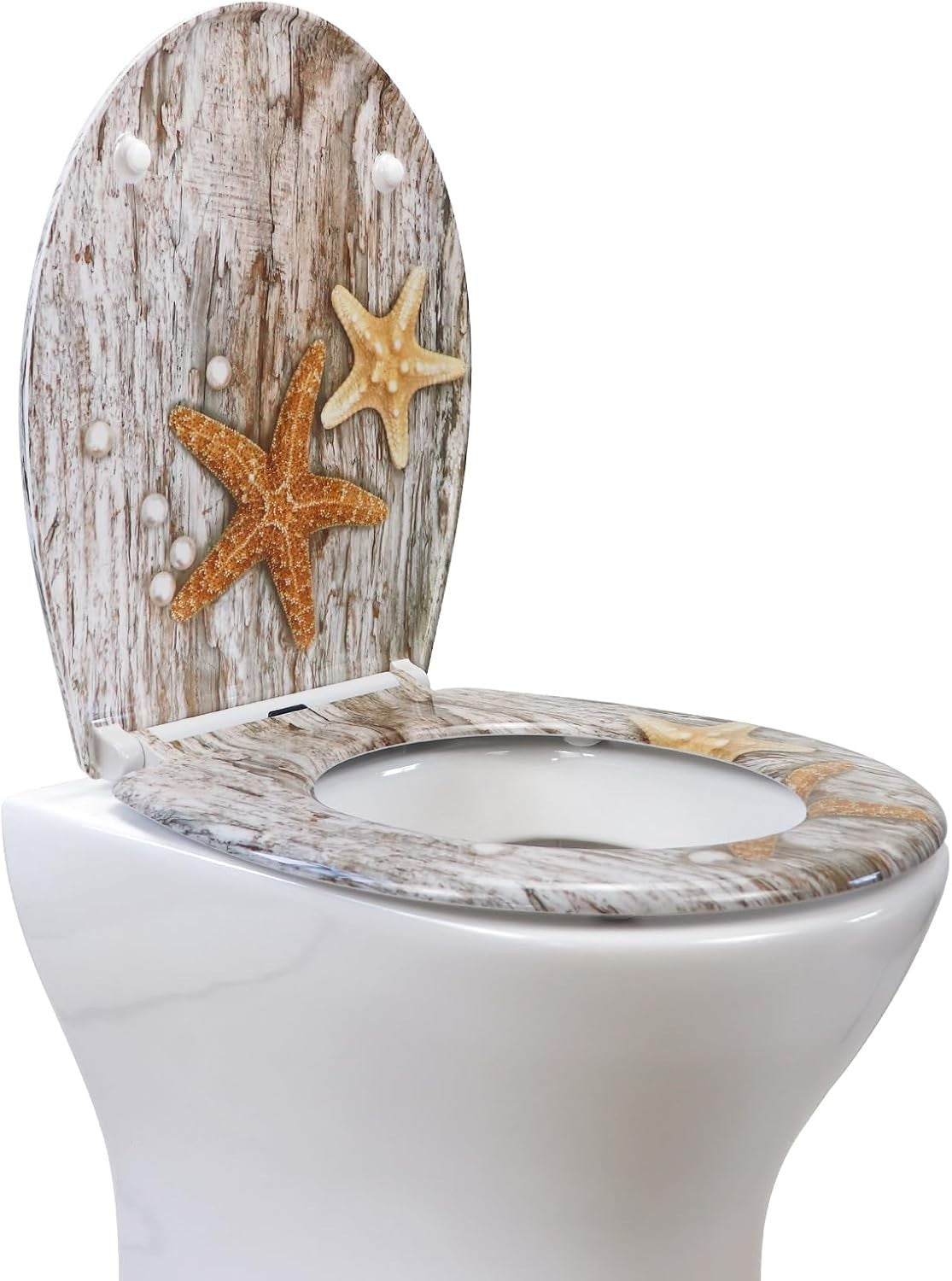 Soft Close Toilet Seat Duroplast Quick Release Top Fix Sea Star Pattern 45x37cm