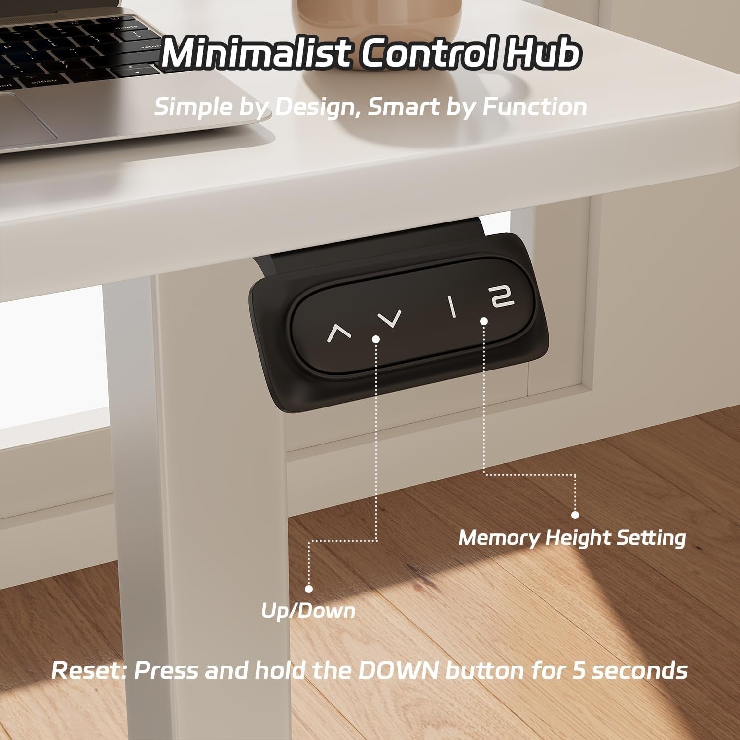 Electric Standing Desk 120x60cm Adjustable Sit Stand Table with Memory – White