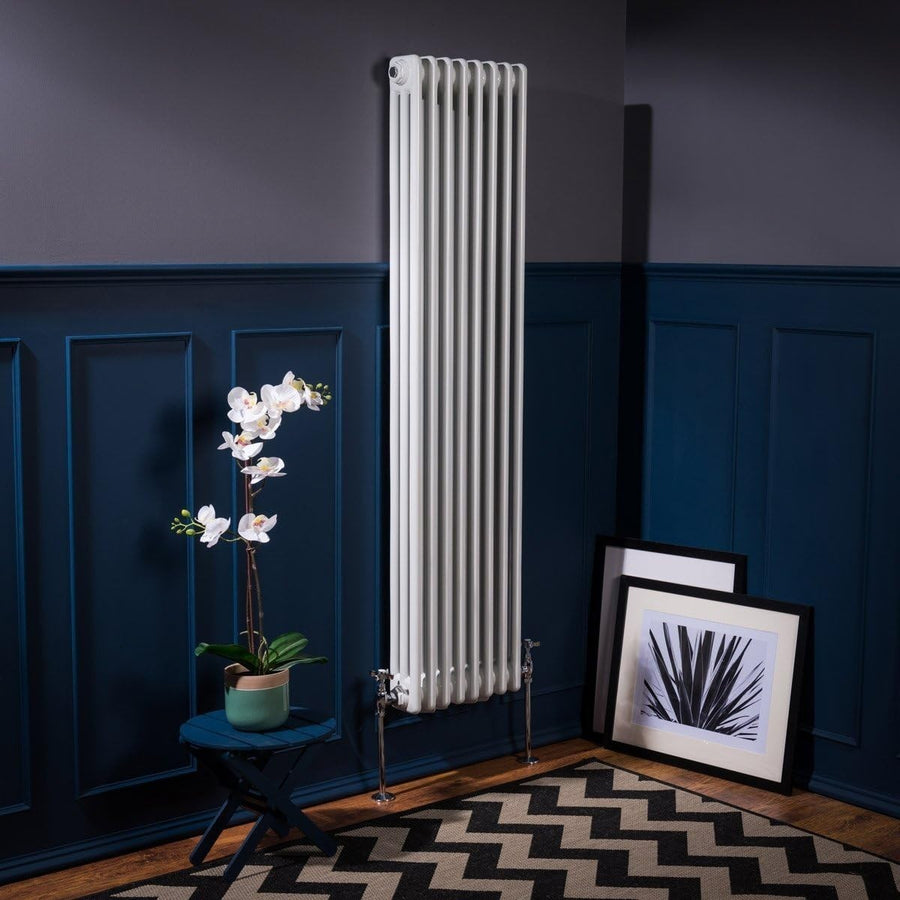 White Triple Column Vertical Radiator 1500x380mm Bathroom