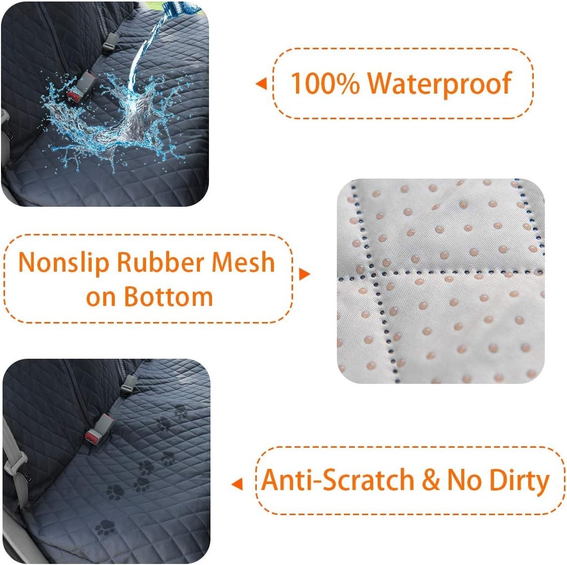 Waterproof Dog Car Seat Cover Mesh Window Non Slip Rear Protector