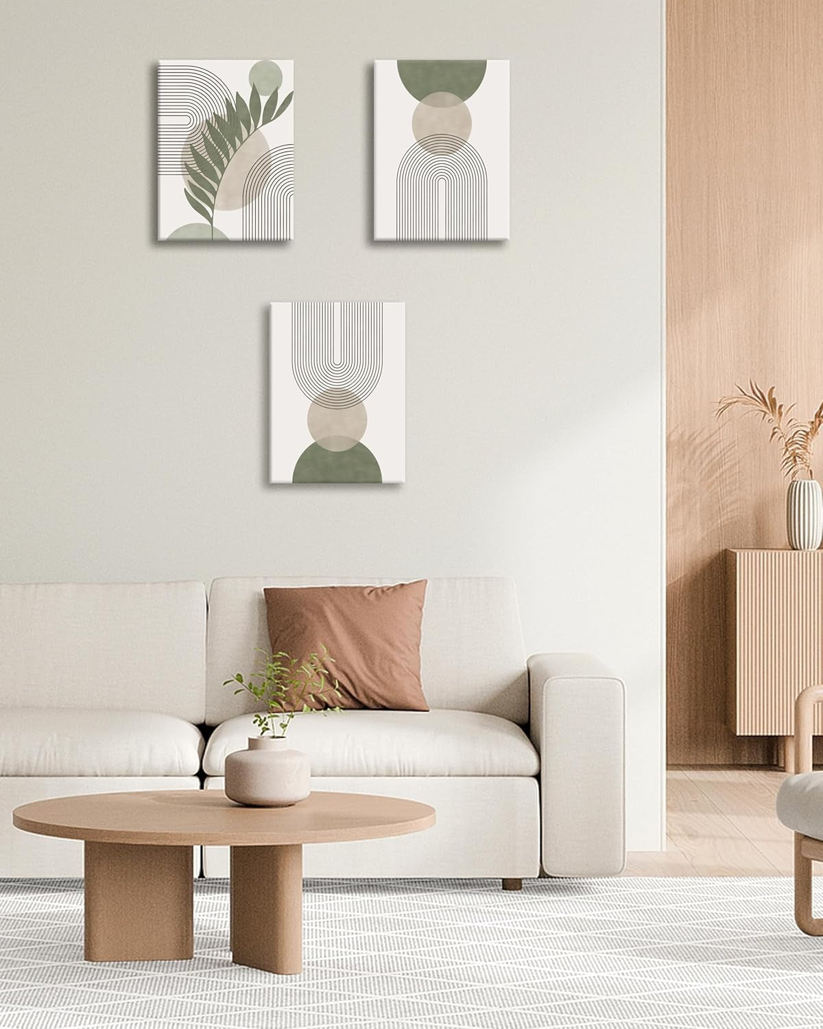Sage Green Boho Framed Wall Art Set of 3 30x40cm
