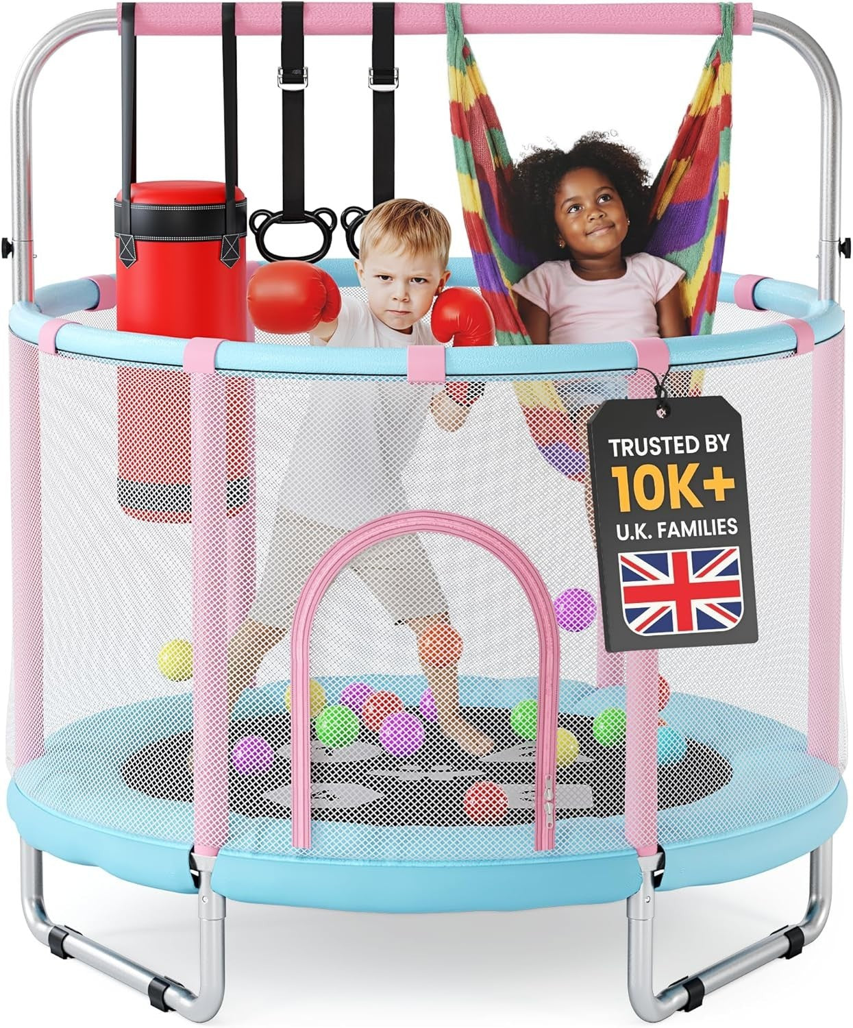 Toddler Indoor Outdoor Trampoline with Safety Enclosure 5FT Ages 1–6