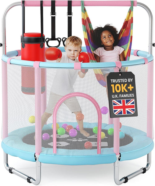 Toddler Indoor Outdoor Trampoline with Safety Enclosure 5FT Ages 1–6
