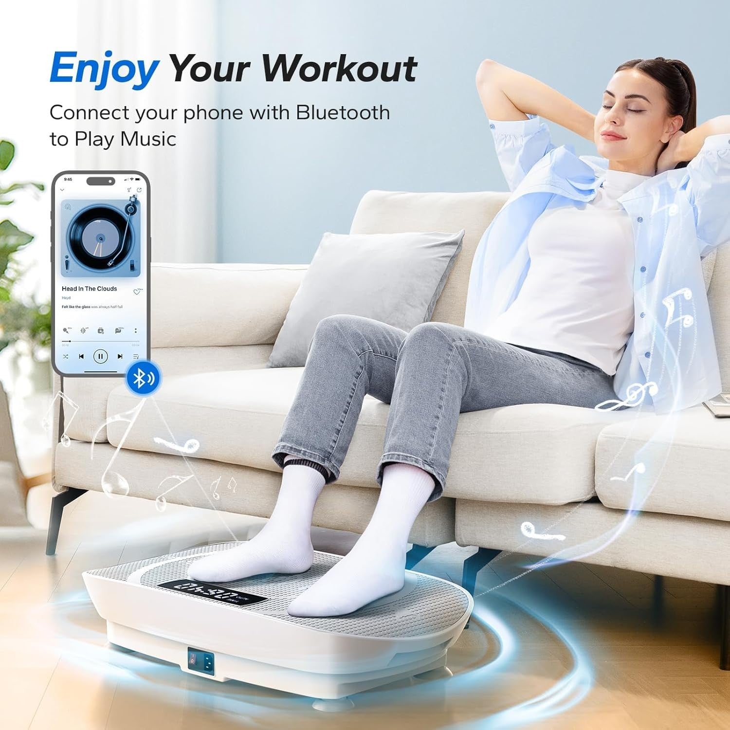 Quiet Vibration Plate Exercise Machine Bluetooth 10 Speed Home Trainer