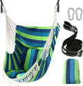 Blue Green Hammock Chair with Cushions & Straps | 500lbs Indoor Outdoor Swing