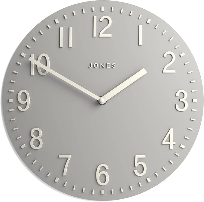 30cm Pale Grey Wall Clock Modern Convex Silent Design Easy-Read Home Decor