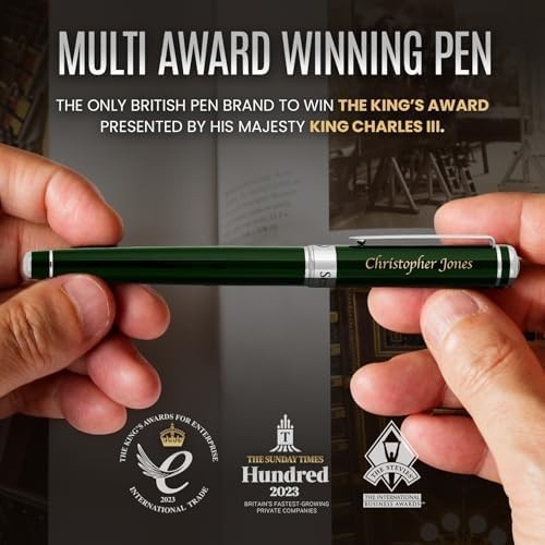 Personalised Rollerball Pen British Racing Green Chrome Medium Ink
