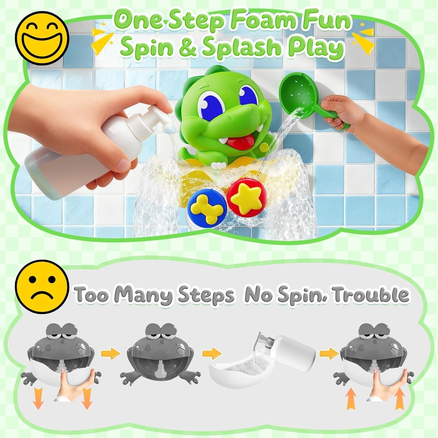 Light Up Dinosaur Bath Bubble Machine Toy for Toddlers Baby Bath