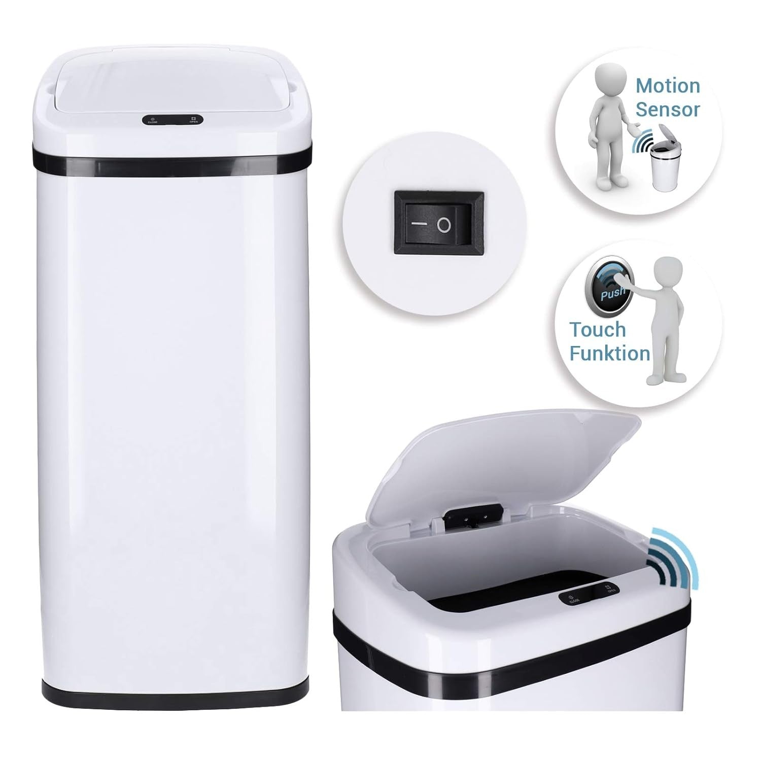 30L Automatic Sensor Kitchen Bin Touchless Close White
