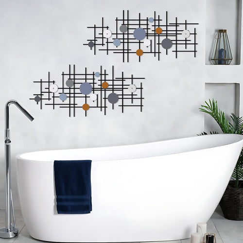 Set of 2 Geometric Metal Wall Art Modern Abstract 3D Decor