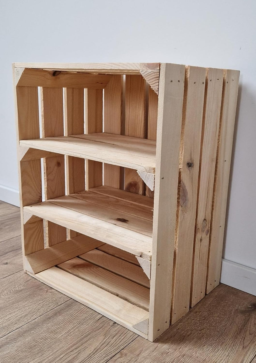 Single-Tier Wooden Crate Storage Shelf Organizer 50x40x30cm Natural