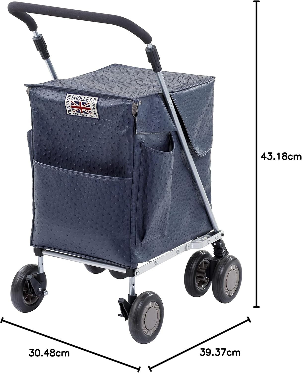 Deluxe 4 Wheel Shopping Trolley Petite Folding Mobility Cart Navy