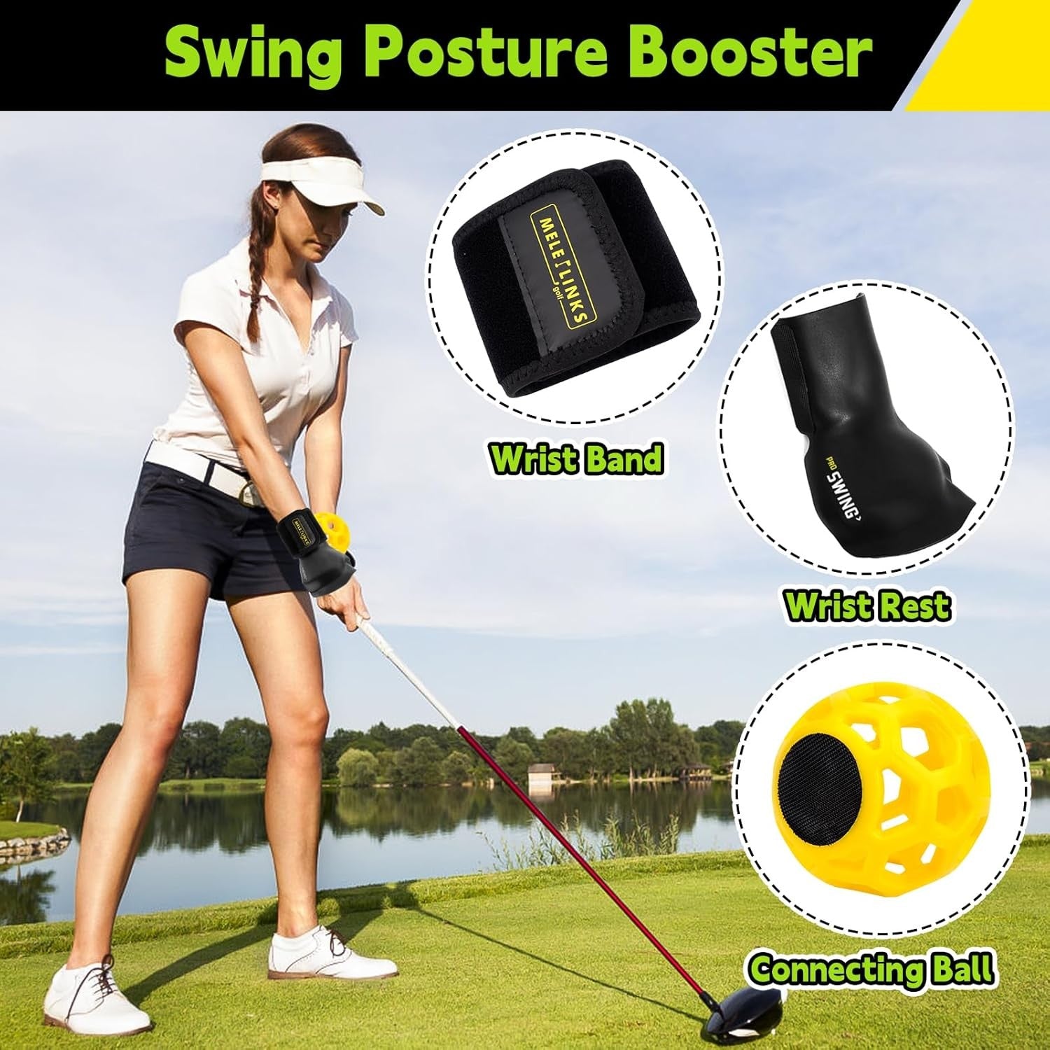 Golf Swing Trainer Ball with Wrist Strap Posture Aid