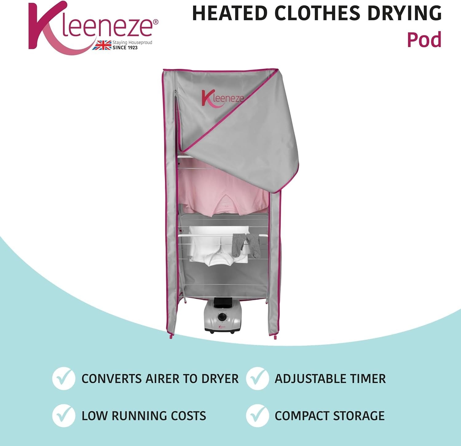 Heated Clothes Airer Cover Pod Electric Laundry Dryer Energy Saving Indoor