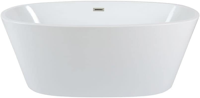 White Double Ended Freestanding Oval Bath 1595x740mm Chrome Overflow